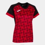 Joma 82P4R1889 أسود أحمر قميص بأكمام قصيرة سوبر نوفا iii نحيف