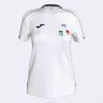 Joma 82P4R2167 أبيض قميص الاتحاد الايطالى للتنس كم قصير نحيف