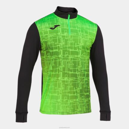 Joma 82P4R3025 أسود أخضر نيون قميص من النوع الثقيل النخبة الثامن رجال