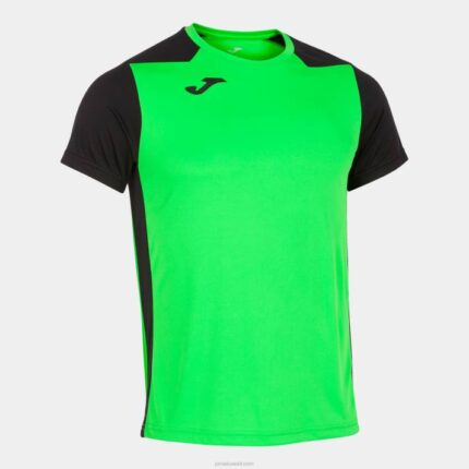 Joma 82P4R3049 نيون أخضر أسود قميص قصير الأكمام سجل الثاني رجال