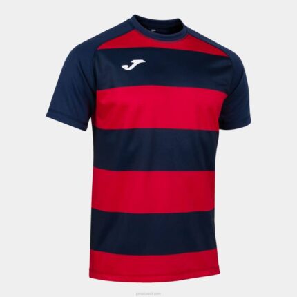 Joma 82P4R3108 الأزرق الداكن الأحمر قميص قصير الأكمام prorugby الثاني رجال