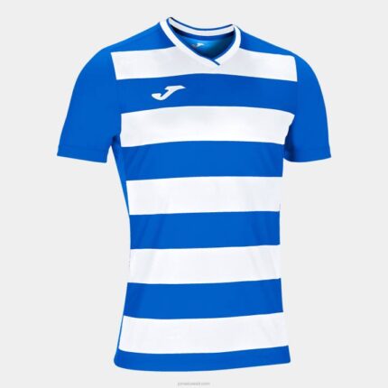 Joma 82P4R3133 أزرق ملكي أبيض قميص بأكمام قصيرة europa iv رجال