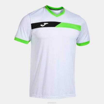 Joma 82P4R3221 أبيض أسود أخضر نيون قميص قصير الأكمام المحكمة رجال