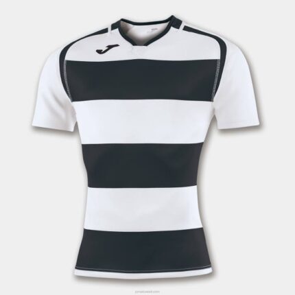 Joma 82P4R3228 أسود أبيض قميص قصير الأكمام prorugby الثاني رجال