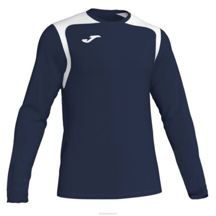 Joma 82P4R3243 الأزرق الداكن الأبيض بطولة القميص بأكمام طويلة v رجال