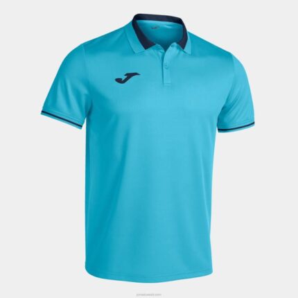 Joma 82P4R3295 الفلورسنت الفيروز الأزرق الداكن بطولة قميص بولو قصير الاكمام vi رجال