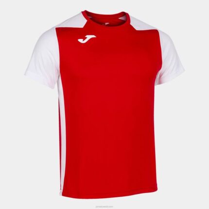 Joma 82P4R3554 احمر ابيض قميص قصير الأكمام سجل الثاني رجال