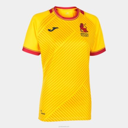 Joma 82P4R3588 أصفر قميص قصير كم 2 زي الاتحاد الاسباني للرجبي نحيف