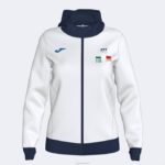 Joma 82P4R3624 أبيض الاتحاد الإيطالي للتنس سترة مقنعين نحيف