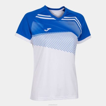 Joma 82P4R3659 أبيض أزرق ملكي قميص بأكمام قصيرة سوبر نوفا الثاني نحيف