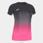 Joma 82P4R3663 أسود أبيض وردي فلوري قميص قصير الأكمام النخبة السابع نحيف