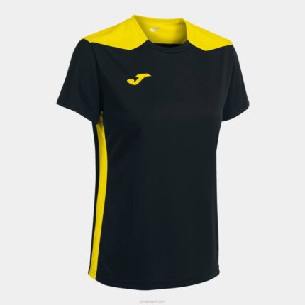 Joma 82P4R3678 أصفر مسود بطولة قميص قصير الأكمام سادسا نحيف