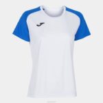 Joma 82P4R3951 أبيض أزرق ملكي قميص بأكمام قصيرة أكاديمية رابعا نحيف
