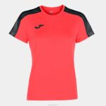 Joma 82P4R4055 نيون المرجان الأسود أكاديمية قميص بأكمام قصيرة iii نحيف