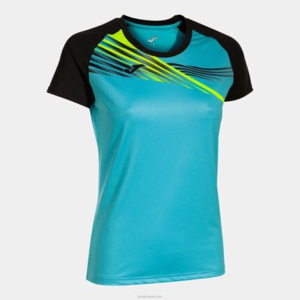 Joma 82P4R4059 الفلورسنت الفيروز الأسود قميص قصير الأكمام النخبة x نحيف