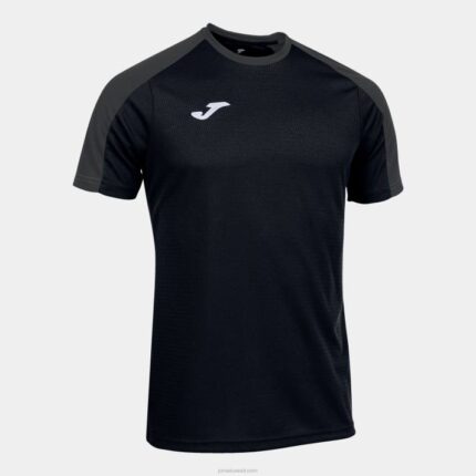 Joma 82P4R4108 أسود رمادي غامق قميص البطولة البيئية قصيرة الأكمام رجال