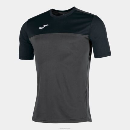 Joma 82P4R4316 أسود رمادي غامق الفائز قميص قصير الأكمام رجال