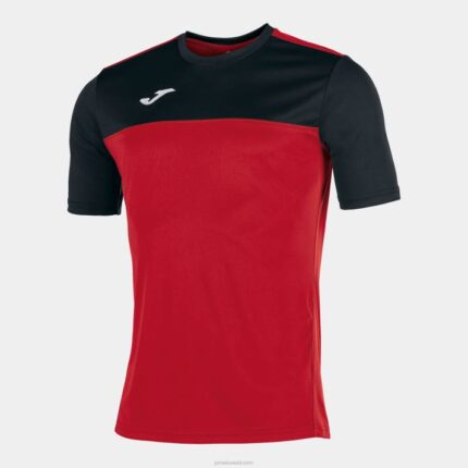 Joma 82P4R4436 أحمر أسود الفائز قميص قصير الأكمام رجال