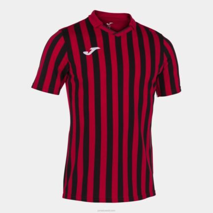 Joma 82P4R4498 أحمر أسود قميص بأكمام قصيرة copa ii رجال
