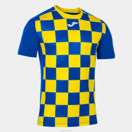 Joma 82P4R4622 الأزرق الملكي الأصفر قميص بأكمام قصيرة العلم الثاني رجال