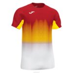 Joma 82P4R1209 أحمر أبيض أصفر قميص قصير الأكمام النخبة السابع رجال