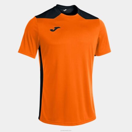 Joma 82P4R1475 برتقالي أسود بطولة قميص قصير الأكمام سادسا رجال