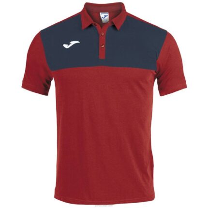 Joma 82P4R1543 أحمر أزرق كحلي قميص بولو قصير الأكمام الفائز رجال