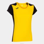 Joma 82P4R1699 أصفر أسود قميص قصير الأكمام سجل الثاني نحيف