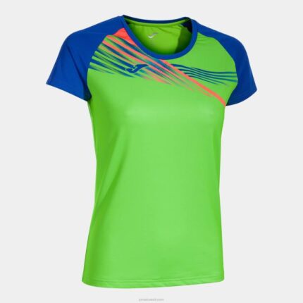 Joma 82P4R1750 الفلورسنت الأخضر والأزرق الملكي قميص قصير الأكمام النخبة x نحيف