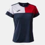 Joma 82P4R1769 الأزرق الداكن الأحمر الأبيض قميص طاقم قصير الأكمام v نحيف