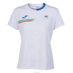 Joma 82P4R1809 أبيض قميص الاتحاد الايطالى للتنس كم قصير نحيف