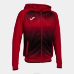 Joma 82P4R184 أحمر أسود جاكيت بغطاء رأس Tiger v رجال