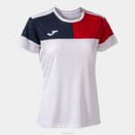 Joma 82P4R1911 أبيض أحمر أزرق كحلي قميص طاقم قصير الأكمام v نحيف