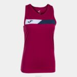 Joma 82P4R1955 قرمزي أزرق كحلي أبيض بلا أكمام تي شيرت المحكمة نحيف