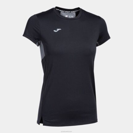 Joma 82P4R1959 أسود قميص قصير الأكمام المستكشف نحيف