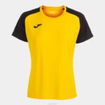 Joma 82P4R1999 أصفر أسود قميص بأكمام قصيرة أكاديمية رابعا نحيف