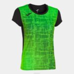 Joma 82P4R2114 أسود أخضر نيون قميص قصير الأكمام النخبة الثامن نحيف