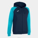 Joma 82P4R2118 الأزرق الداكن الفيروز الفلوريسنت أكاديمية جاكيت مقنع رابعًا نحيف