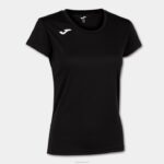 Joma 82P4R2127 أسود قميص قصير الأكمام سجل الثاني نحيف