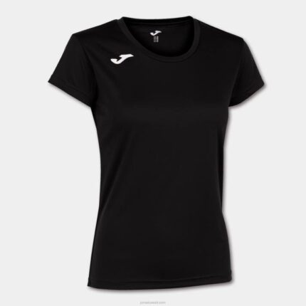 Joma 82P4R2127 أسود قميص قصير الأكمام سجل الثاني نحيف
