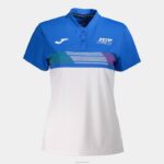 Joma 82P4R2145 أزرق ملكي أبيض قميص بولو قصير الاكمام لاتحاد التنس والباديل الايطالى نحيف