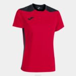 Joma 82P4R2626 أحمر أسود بطولة قميص قصير الأكمام سادسا نحيف