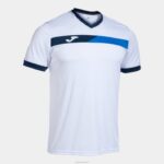 Joma 82P4R3018 الأبيض الأزرق الملكي الأزرق الداكن قميص قصير الأكمام المحكمة رجال