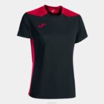 Joma 82P4R3648 أسود أحمر بطولة قميص قصير الأكمام سادسا نحيف