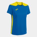 Joma 82P4R3682 الأزرق الملكي الأصفر بطولة قميص قصير الأكمام سادسا نحيف