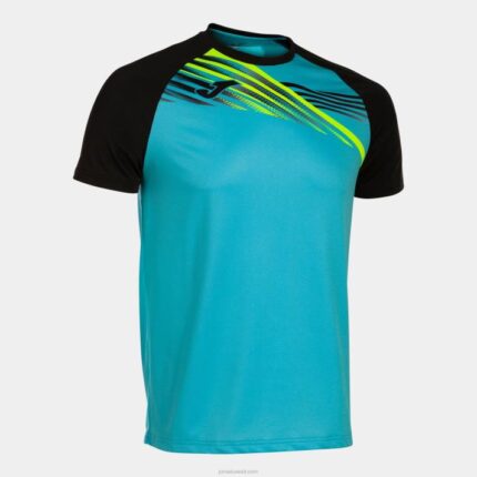 Joma 82P4R404 الفلورسنت الفيروز الأسود قميص قصير الأكمام النخبة x رجال
