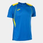Joma 82P4R407 الأزرق الملكي الأصفر قميص بطولة قصيرة الأكمام السابع رجال