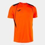 Joma 82P4R413 برتقالي أسود قميص بطولة قصيرة الأكمام السابع رجال