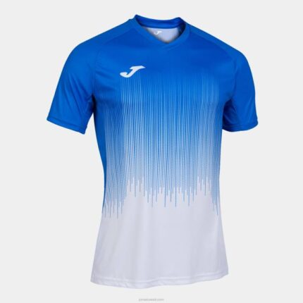 Joma 82P4R4367 أبيض أزرق ملكي قميص بأكمام قصيرة النمر الرابع رجال