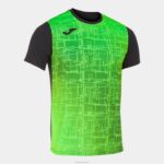 Joma 82P4R4661 أسود أخضر نيون قميص قصير الأكمام النخبة الثامن رجال